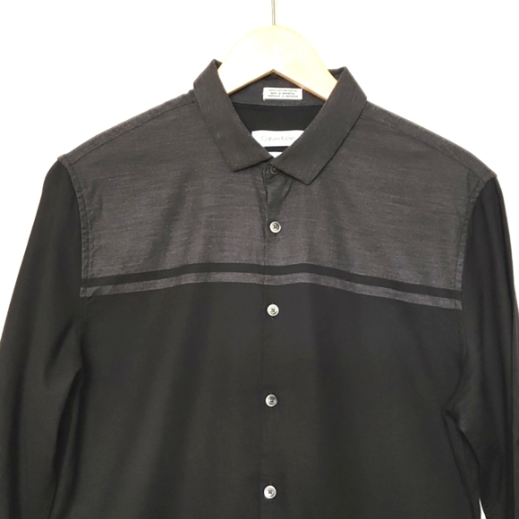 Calvin Klein Men's Extreme Slim Fit Black Grey Button Up Shirt - Picture 3 of 8